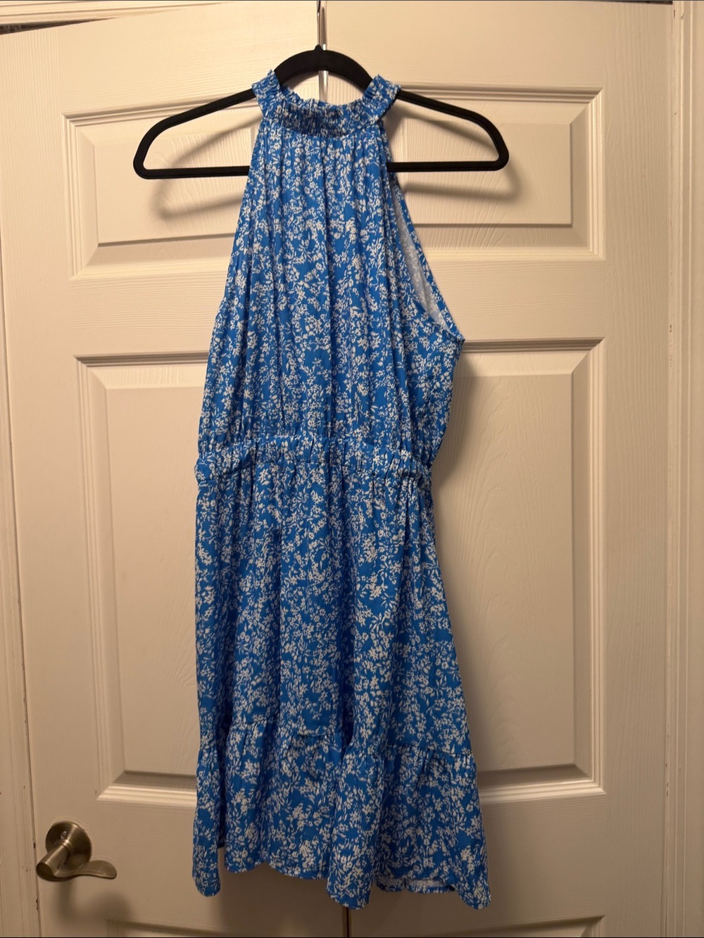 Women’s Blue Floral Halter Dress
